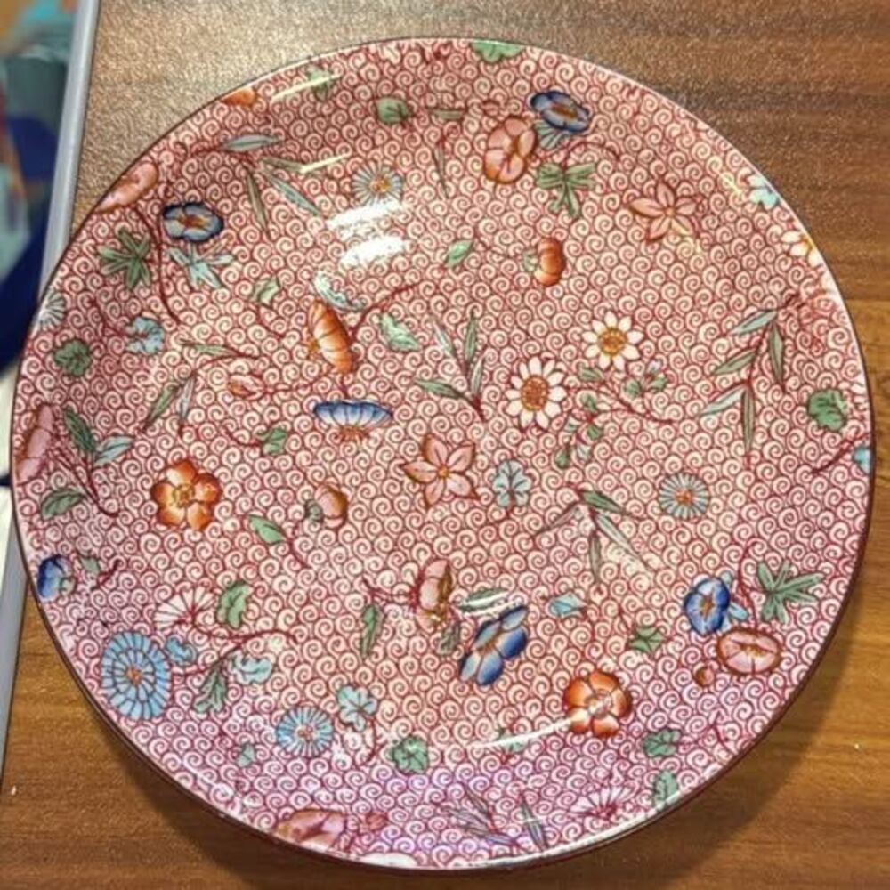 Vintage Floral Porcelain Saucer French Sarreguemines